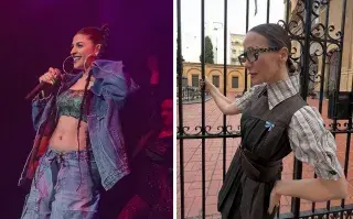 A la izquierda Cazzu con un conjunto de Aldi Vega hecho de jean. A la derecha Nati Oreiro en el estreno de La Noche Sin Mi con un conjunto sustentable y una escarapela