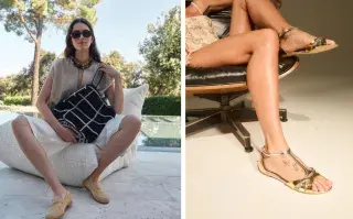 Tendencias en accesorios 2026: 5 diseñadores de autor arriesgan con intuición sus claves para lookearte este verano Una mujer con un tote bag y otra con unas sandalias doradas