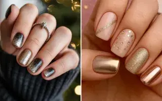 8 diseños de uñas cortas con glitter ideales para inspirarte este fin de año.