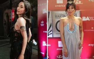 María Becerra y Gimena Accardi en la red carpet de los Martín Fierro