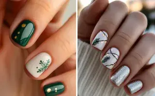Las tendencias de uñas navideñas 2025 incluyen rojos clásicos, verdes profundos, brillos metálicos, copos de nieve y diseños minimalistas elegantes