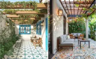 Mini patios con baldosas calcáreas: un estilo diferente para tu espacio exterior