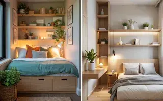 Transformar un dormitorio compacto en un espacio funcional —y que además parezca más grande— es totalmente posible si se combinan muebles multifuncionales