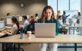 Quiero cambiar de trabajo: cómo reconocer las señales y animarte a una reconversión laboral mujer trabajando en una oficina