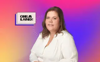 Recorte de Noelia Pace en un fondo multicolor para  el canal de streaming OHLALAND!