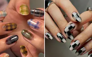 Check nails: el diseño de uñas que está en tendencia en esta temporada Las check nails son manicuras con un estampado a cuadros: pueden ser cuadros grandes tipo tablero de ajedrez (también conocidas como checkerboard nails), o líneas finas