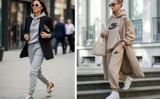 Looks deportivos y bien abrigados: outfits para estar en tendencia con los últimos ítems de la moda sporty Dos looks con Prendas de inspiración deportiva con básicos urbanos y accesorios