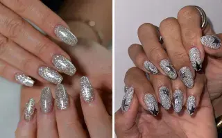 Flash Nails: 5 ideas de la tendencia furor para la primavera 2026 Dos propuestas de nail art con mucho brillo