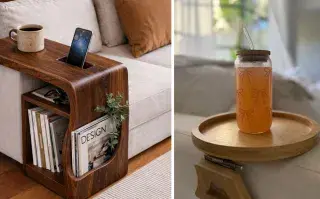 Adiós a las mesas de arrime: las bandejas que son furor por su practicidad y diseño Dos opciones de bandejas para el sillón
