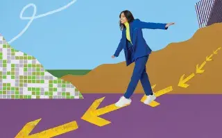Gimnasia emocional: cómo usar el cerebro para diseñar nuestro futuro hoy (y un ejercicio al final para hacer con honestidad) Una mujer caminando por una flecha hacia el futuro