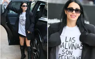 Lali con remera de malvinas