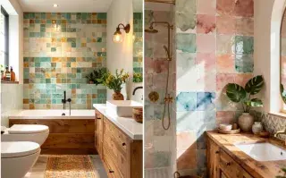 azulejos de colores en baños