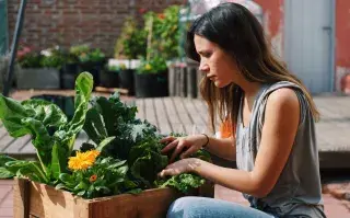 mujer en la huerta