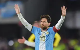 Lionel Messi durante su despedida en el Monumental