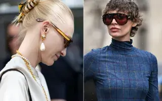 Dos mujeres con accesorios tendencia por las calles de París Fashion Week