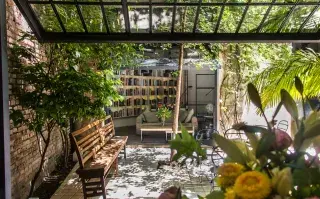 patio pergola flores y plantas de primavera