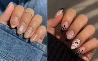 Dos diseños de uñas de halloween