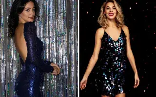 Dos opciones de vestidos de fiesta con brillos