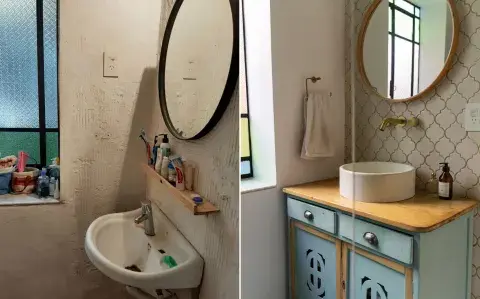 El cambio radical de un baño que estaba destruido y quedó hermoso El cambio radical de un baño que estaba destruido y quedó hermoso