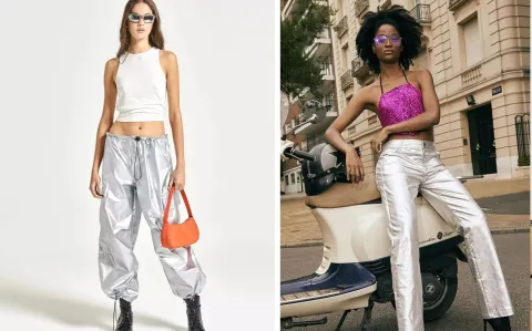 Brillito lovers: 6 modelos de pantalones metalizados que son un fuego