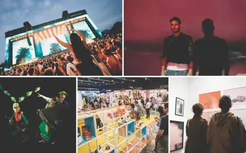 Diferentes planes: un recital, una obra de teatro, una feria, una muestra fotográfica.