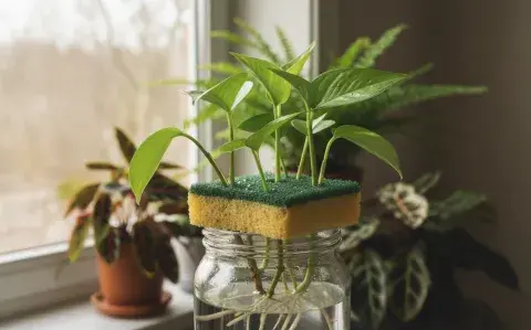 El truco con esponja para hacer crecer tu potus sin tierra: es fácil y no falla El truco con esponja para hacer crecer tu potus sin tierra: es fácil y no falla