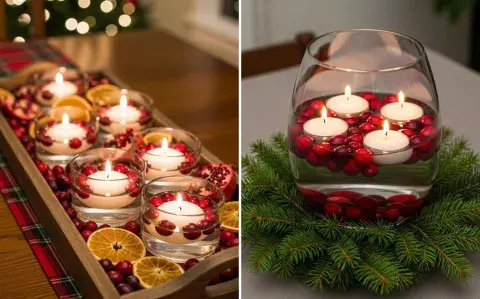 Centros de mesa navideños con velas flotantes: armalos fácil, rápido y con estilo