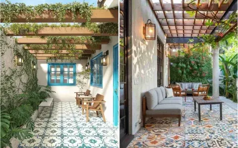 Mini patios con baldosas calcáreas: un estilo diferente para tu espacio exterior