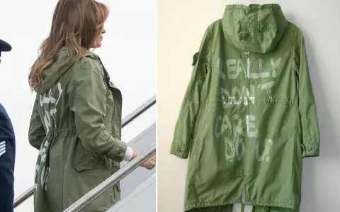 La desafortunada campera de Melania Trump para visitar a los refugiados