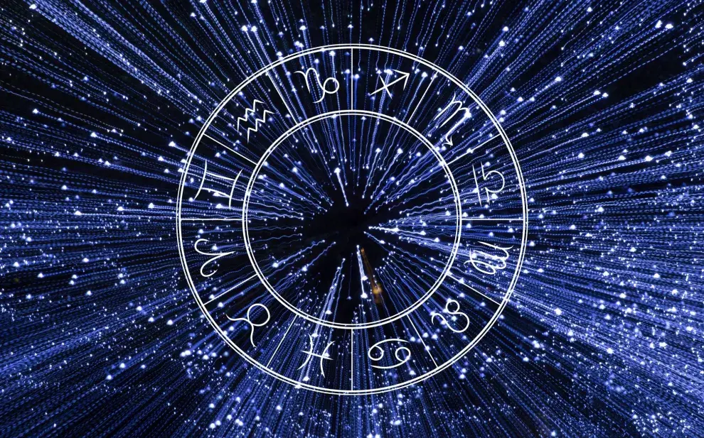 La rueda zodiacal, con los símbolos de los 12 signos astrales.