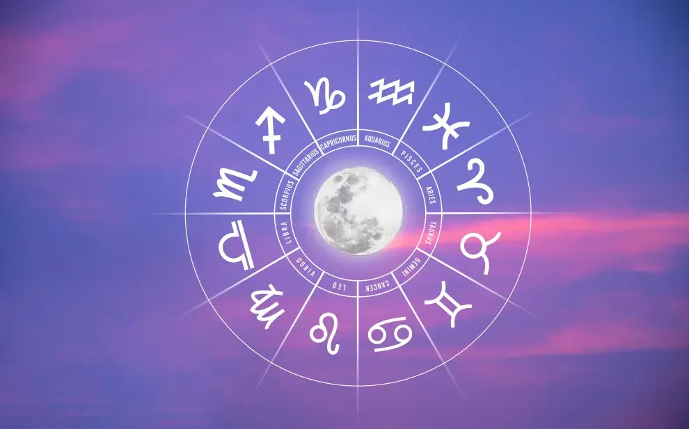 La rueda zodiacal, con los símbolos de los 12 signos astrales.