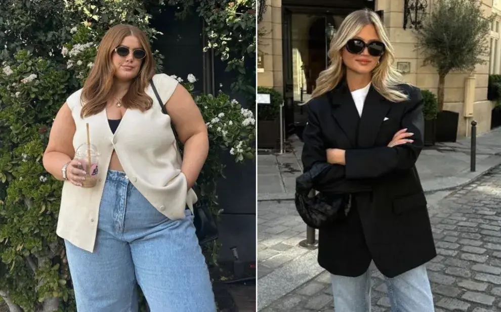 Dos mujeres usando jean oversize