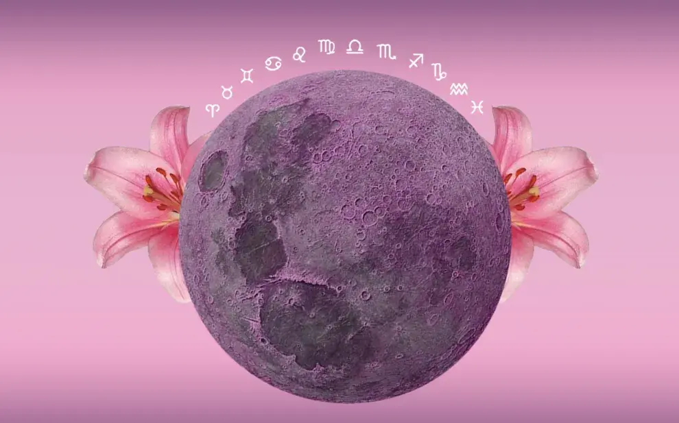 Un planeta con flores y signos del zodíaco.