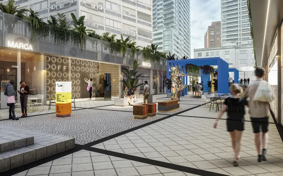Con 18 locales comerciales, una terraza gastronómica, doble entrada peatonal (por Beruti y Arenales) y espacios verdes, Palermo OFF se presenta como un punto de encuentro disruptivo