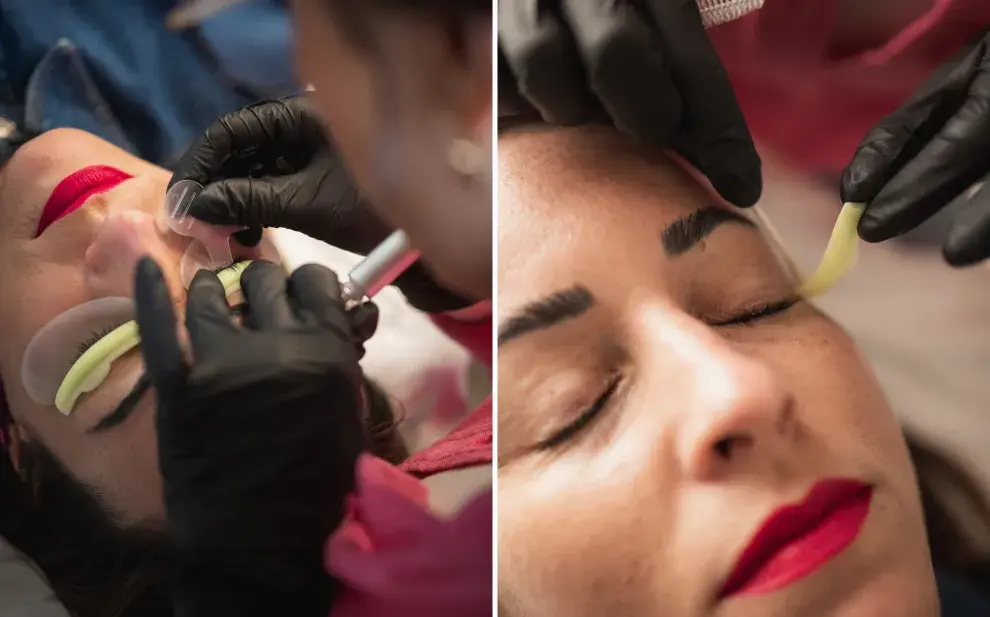 Foto de laminado y lifting de pestañas.