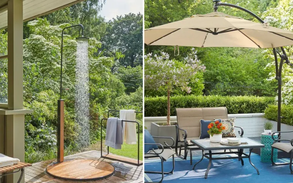 Patios con duchas y otras ideas simples para convertir tu espacio en un oasis