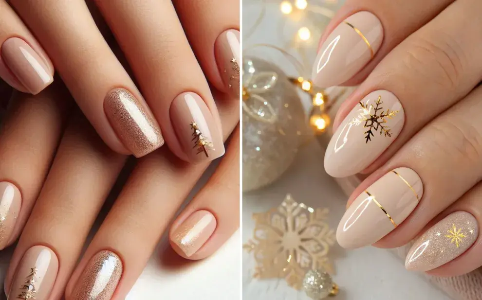 Uñas minimalistas pero festivas: 10 ideas fáciles para Navidad y Año Nuevo.
