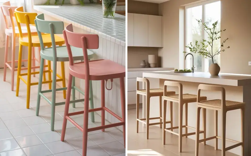 Si querés que tu cocina pequeña no solo funcione, sino que además se vea increíble, pensá en el taburete no como un asiento más, sino como una pieza de diseño que dialoga con tu espacio