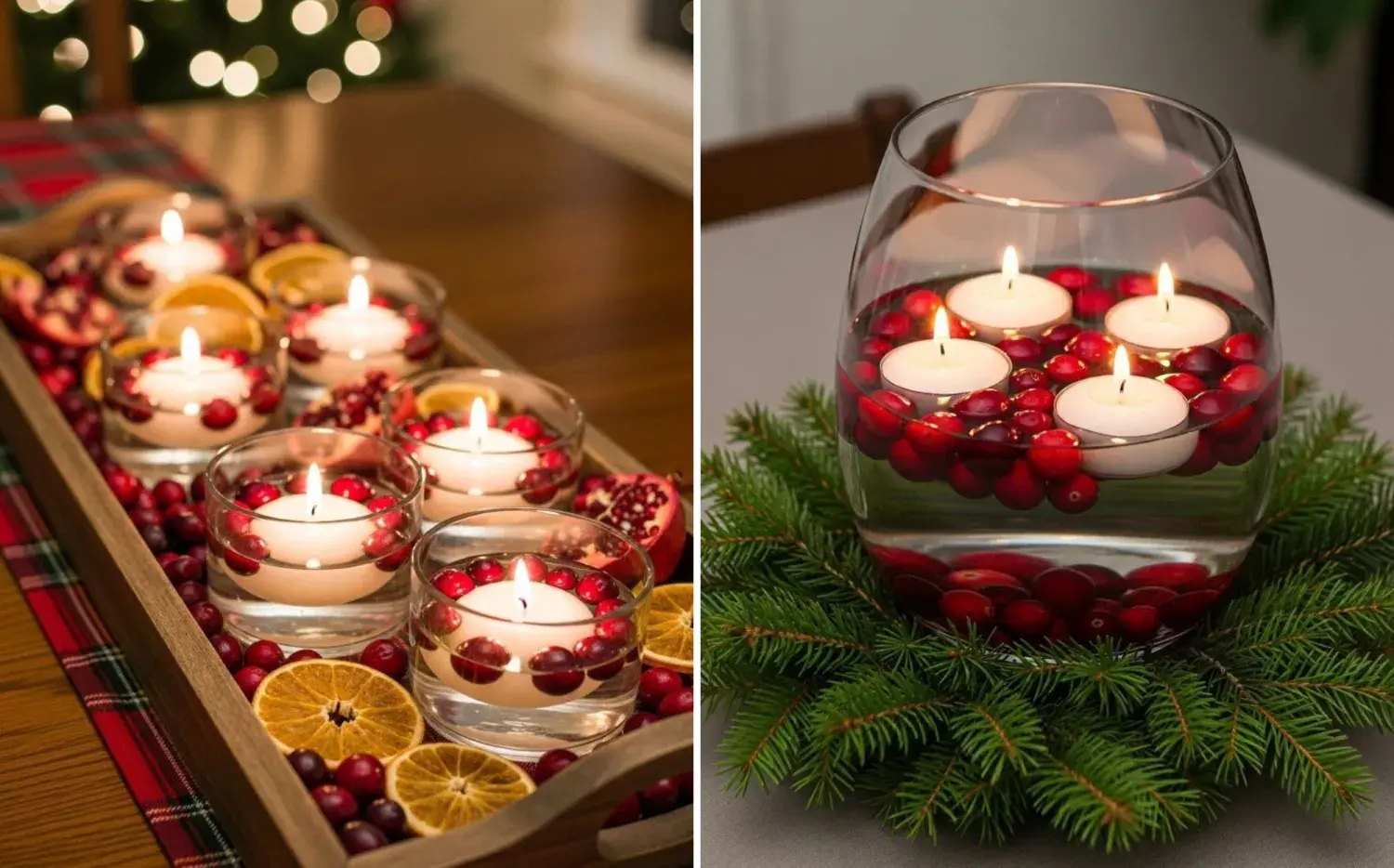 Centros de mesa navideños con velas flotantes: armalos fácil, rápido y con estilo Centros de mesa navideños con velas flotantes: armalos fácil, rápido y con estilo