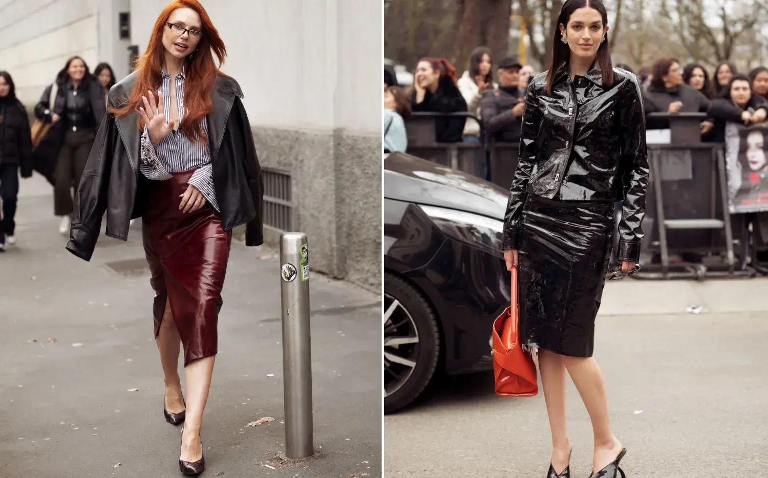 Vuelve la falda de charol: cómo usarla para que no parezca disfraz 